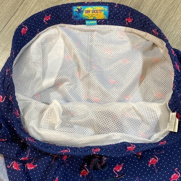 Surf Society Blue Print Pink Flamingo Swim Trunks size XL - Picture 5 of 6